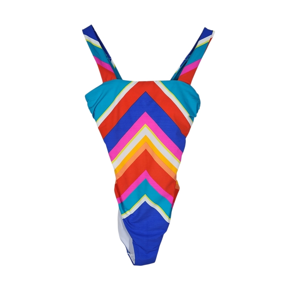 TRINA TURK ONE PIECE CHEVRON SWIM SUIT - Picture 2 of 10